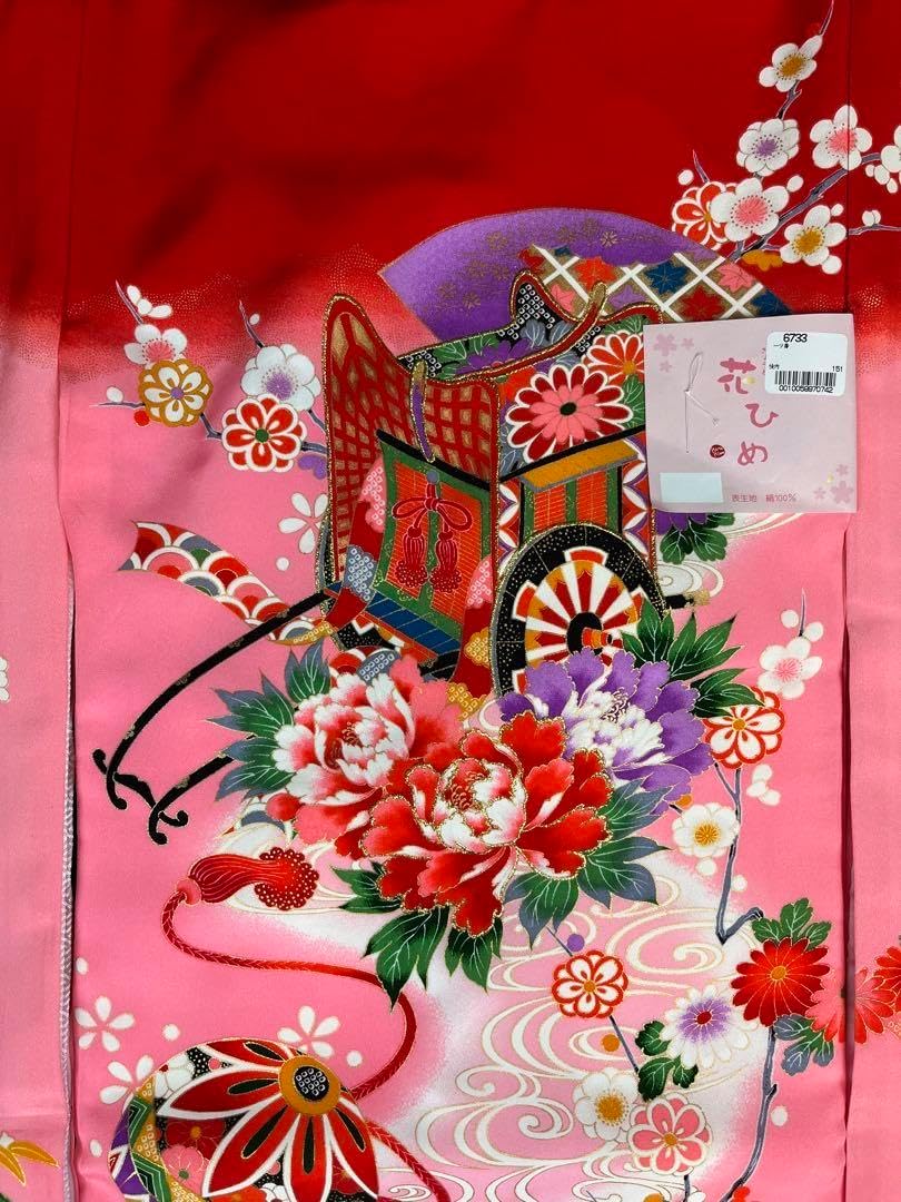 高級正絹産着レンタル 女の子(お宮参り)1141 手刺繍 枝垂れ桜（正絹